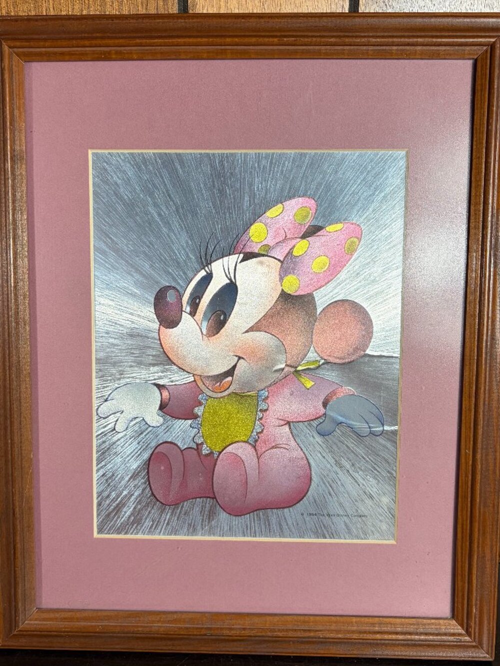 Vtg 1984 Walt Disney "Disney Babies" Baby Minnie Mouse Metallic Foil Art Print